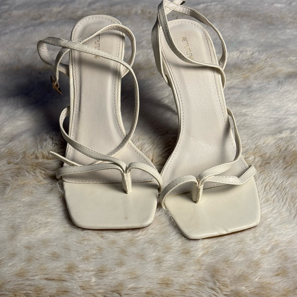 PrettyLittleThing Cream Strappy Heels